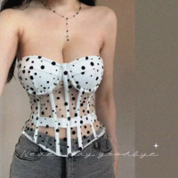 Polka dot fishbone waist-shaping vest - Thumbnail 4