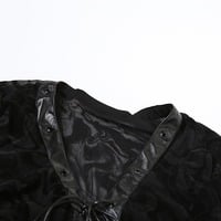 Lace-up black lace long-sleeved V-neck dress - Thumbnail 6