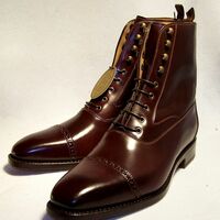 Handcrafted Men’s Cap-Toe Boots Elegant Brown Leather Lace-Up Style - Thumbnail 1