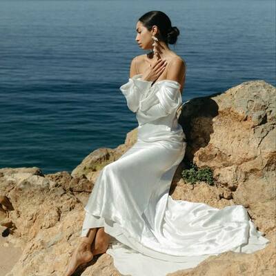 Simple wedding dress, beach wedding dress bridal gown