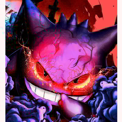 Gengar 12x18 red foil print