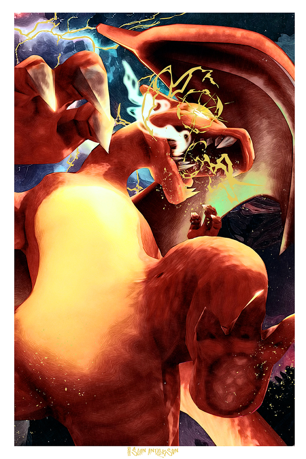 Charizard Gold Foil Print