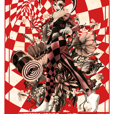 Harley quinn red foil print