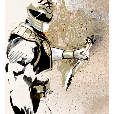 White ranger gold foil print