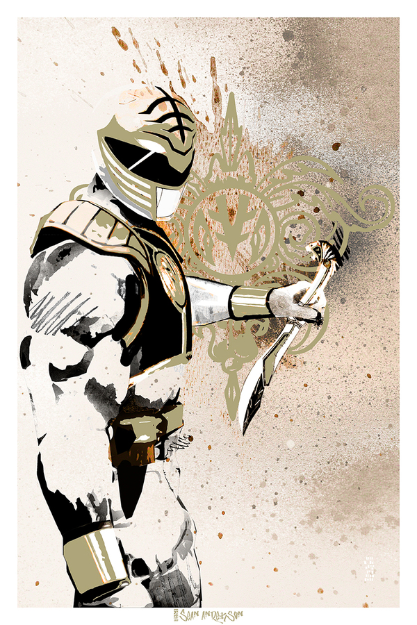 White Ranger Gold Foil Print
