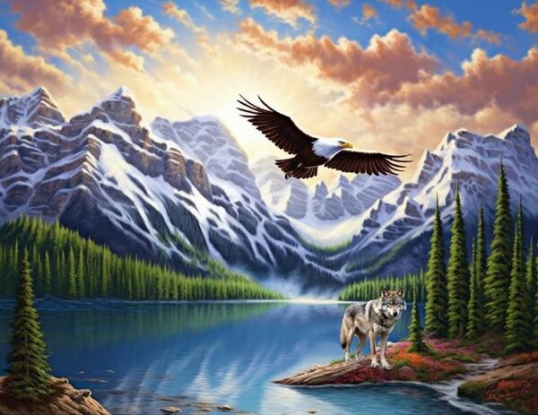 Moauntin River Cross Stitching Kit (30x40cm 14CT Printed canvas)