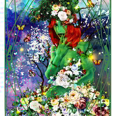 Poison ivy green foil print