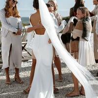 Mermaid Wedding Dress, Satin Wedding Dress Bridal Gown - Thumbnail 4