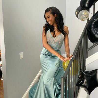 Light green sheath prom dresses for african women sequins birthday party dress evening formal dress