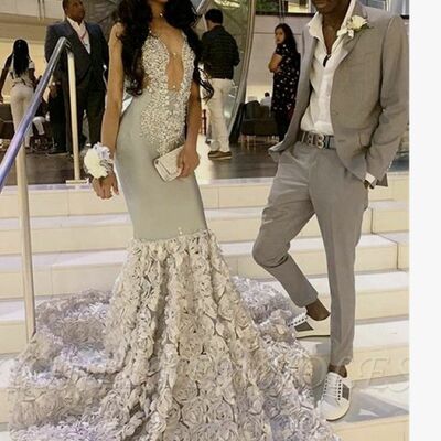 Mermaid prom dresses for african women lace appliques birthday party dress evening formal dress