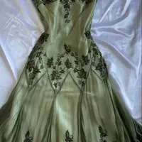 Vintage Green Prom Dress,Elegant Green Embroidered Slip Dress ,Green Simple Prom Dress,Stylish Women's Fashion 2025 - Thumbnail 1