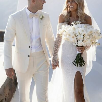 Luxury wedding dress, side split wedding dress bridal gown