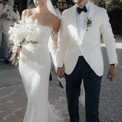 Simple sheath wedding dress, lace wedding dress bridal gown