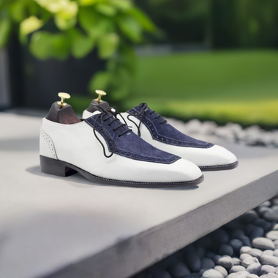 Stylish Men’s Designer Shoes White and Blue Spectator Shoes for Men