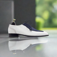 Stylish Men’s Designer Shoes White and Blue Spectator Shoes for Men - Thumbnail 1