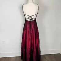 Burgundy Evening Dress with Beaded Embellishments，Elegant Burgundy Prom Dress - Thumbnail 1