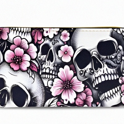 *pink dark bloom wallet | skull design | (matching handbag) | free ship! | on sale! price adjusted