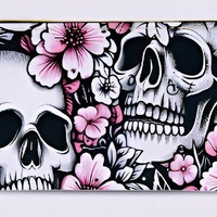 *Pink Dark Bloom Wallet | Skull Design | (Matching Handbag) | Free Ship! | ON SALE! PRICE ADJUSTED - Thumbnail 3