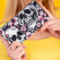 *Pink Dark Bloom Wallet | Skull Design | (Matching Handbag) | Free Ship! | ON SALE! PRICE ADJUSTED - Thumbnail 2