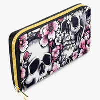 *Pink Dark Bloom Wallet | Skull Design | (Matching Handbag) | Free Ship! | ON SALE! PRICE ADJUSTED - Thumbnail 1