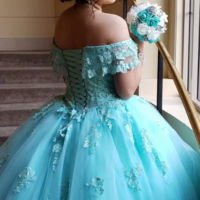 Princess Off The Shoulder Lace Tulle Ball Gown Party Dresses - Thumbnail 1