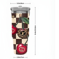 *Luxury Cherries 🍒 Design | 30 oz Flip Straw Tumbler | Trendy Designer inspired | Free Ship* - Thumbnail 3