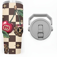 *Luxury Cherries 🍒 Design | 30 oz Flip Straw Tumbler | Trendy Designer inspired | Free Ship* - Thumbnail 2
