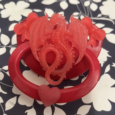 Abdl/ddlg red glow in the dark dragon adult pacifier