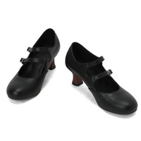 Brogue Double Belts High-heels Mary Jane Shoes - Thumbnail 4