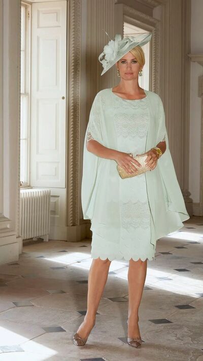 Mint Green Chiffon Tea-length Mother of Bride/Groom Dress Evening Formal Gown