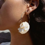 Baroque Pearl Drop Earrings, Shell Rose Design, Cascading Fresh Water Pearls-3