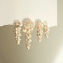 Baroque Pearl Drop Earrings, Shell Rose Design, Cascading Fresh Water Pearls-4