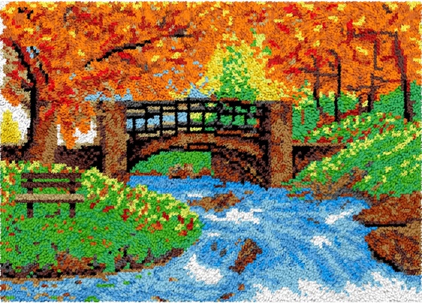 Rug Making Latch Hooking Kit (60x40cm Printed canvas) | Scenic River