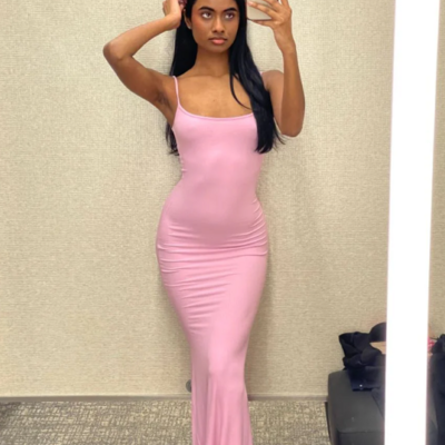 Sexy straps light pink bodycon evening dresses