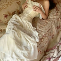 Modest Sheath Chiffon Sleeveless Ivory Long Prom Dresses - Thumbnail 1