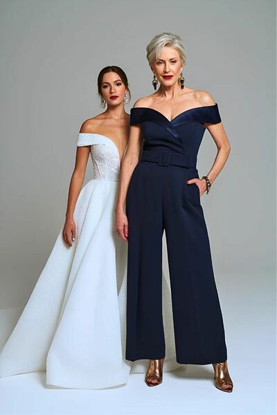 Navy Blue Mother of Bride/Groom Jumpsuit Evening Formal Jumpsuit
