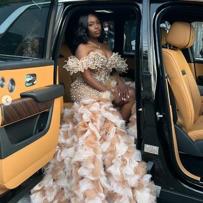 Pink mermaid prom dresses for african women beading crystals birthday party dress evening formal dress