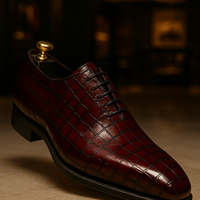 Top Trending Mens Handmade Burgundy Alligator Skin Lace Up Wedding Shoes - Thumbnail 1