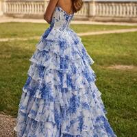 Blue Wedding Dress, Chiffon Wedding Dress Bridal Gown - Thumbnail 1