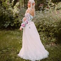 Floral Wedding Dress, Tulle Wedding Dress Bridal Gown - Thumbnail 1
