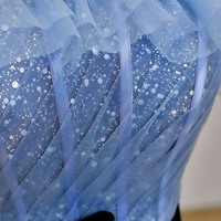 Blue Strapless A-Line Tulle Long Prom Party Dress,1125 - Thumbnail 1