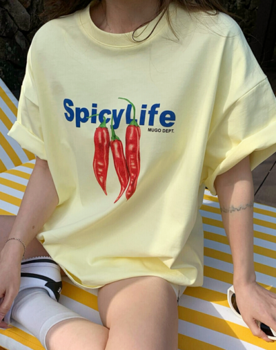 Spicy Life Print Short Sleeve Tee