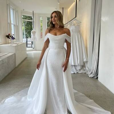 Sexy wedding dress, off the shoulder lace wedding dress bridal gown - Thumbnail 3
