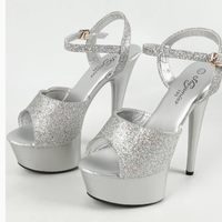 15cm high heels fish mouth open toe sequined sandals party shoes 2 colors - Thumbnail 3