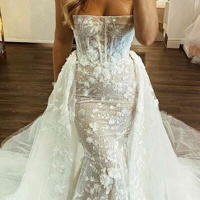 Sexy appliques wedding dress, mermaid appliques wedding dress bridal gown
