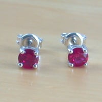 BOXED GIFT SET/Sterling Silver Ruby(Lab Created) Necklace & Earrings/Ruby Stud Earrings/Ruby Heart Necklace/July Birthstone/Ruby Jewellery - Thumbnail 4
