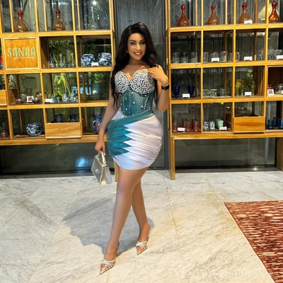 Cocktail dresses for women short prom dresses for african black girls sweetheart neckline pleated rhinestones decorated mini graduation