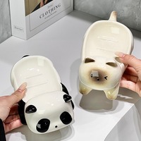 Cute Cat Panda Ceramic Soap Box, Soap Dish - Thumbnail 2
