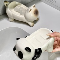 Cute Cat Panda Ceramic Soap Box, Soap Dish - Thumbnail 3