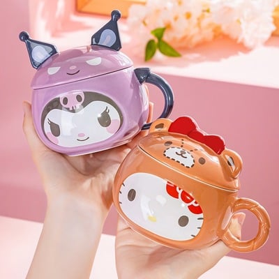 Cute cartoon anime mug with lid